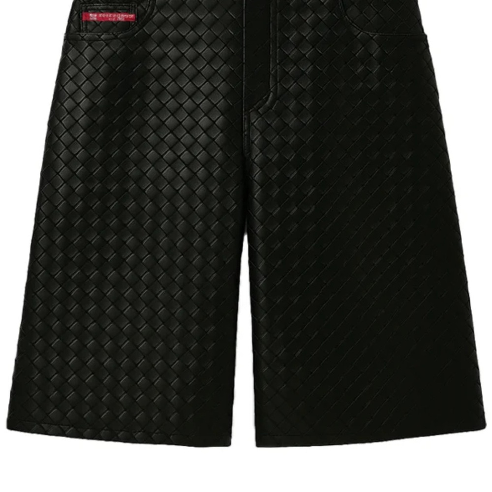 NEW Woven Leather Shorts - Picture 2 of 8